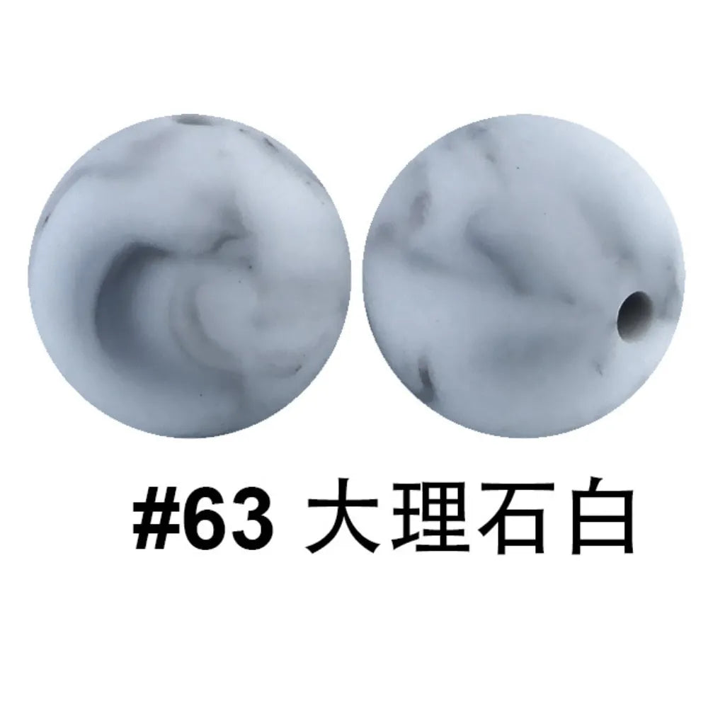 Solid Colored Silicone Beads 15 mm