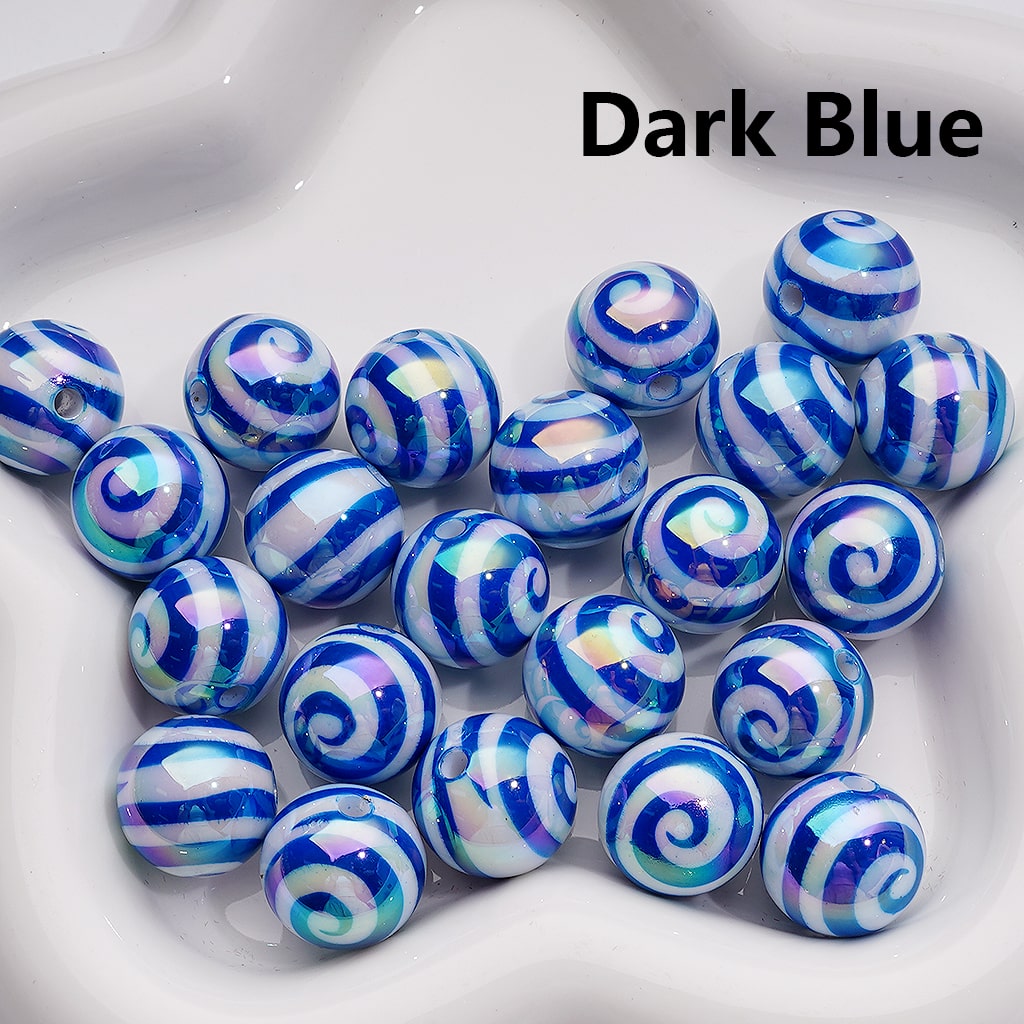 Swirl Stripes Multi-Color UV Coating Round Acrylic Beads 16MM (Single Color is available for 200pcs Whole bag)