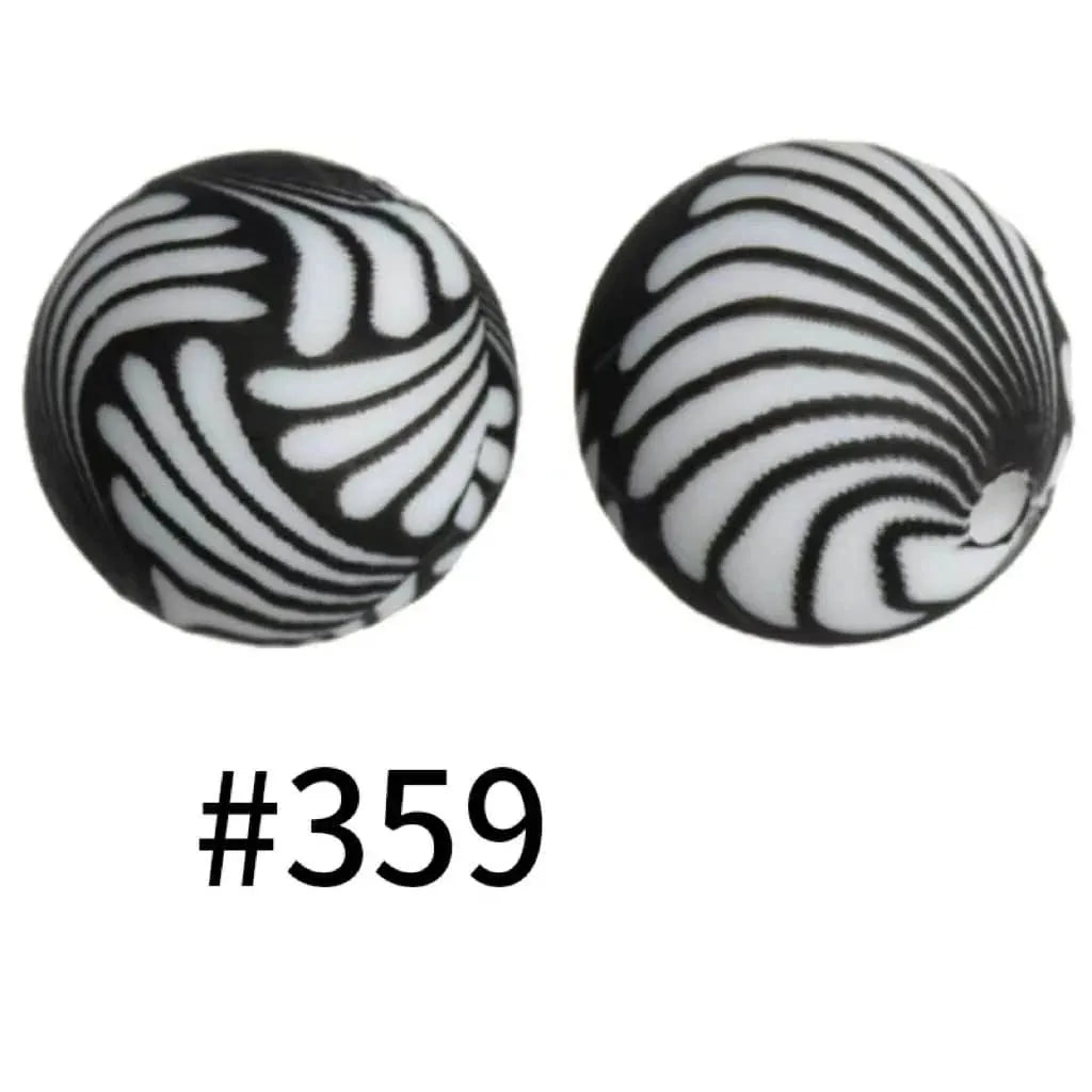 Round Printed Silicone Beads 15 mm