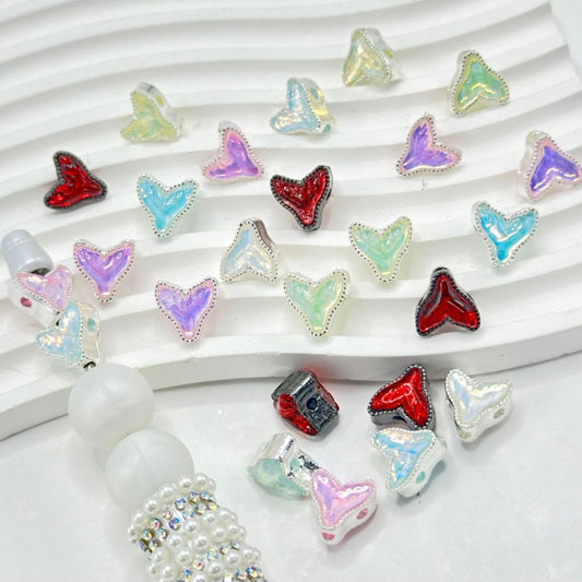 Bling Bling  Fish Tail Beads Silver & Gun Black Alloy with Shiny Rhinestone, Around 12*12MM
