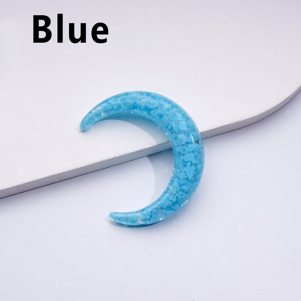 Luminous Cute Glitter Multi-Color Clouds Inside Clear Crescent Moon Acrylic Beads, Around 46MM