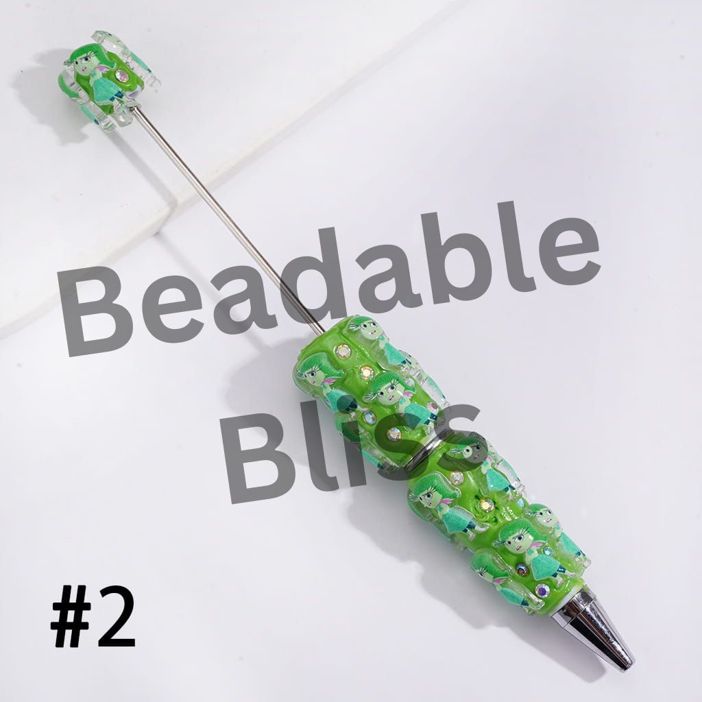 Beadable Clay Pens with Mind Five Emotion Character Series, Multi-Color
