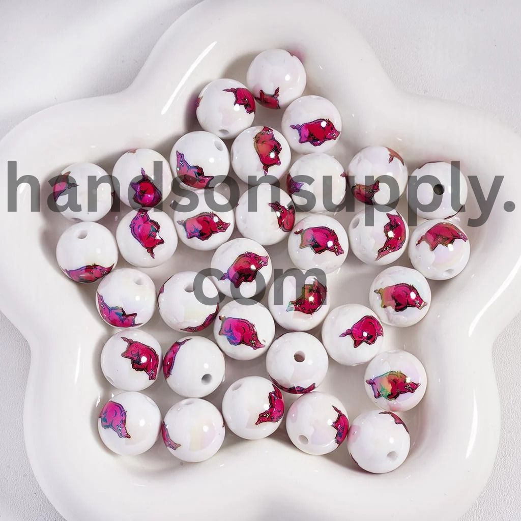 UV Coating American College Football Acrylic Beads, 16MM