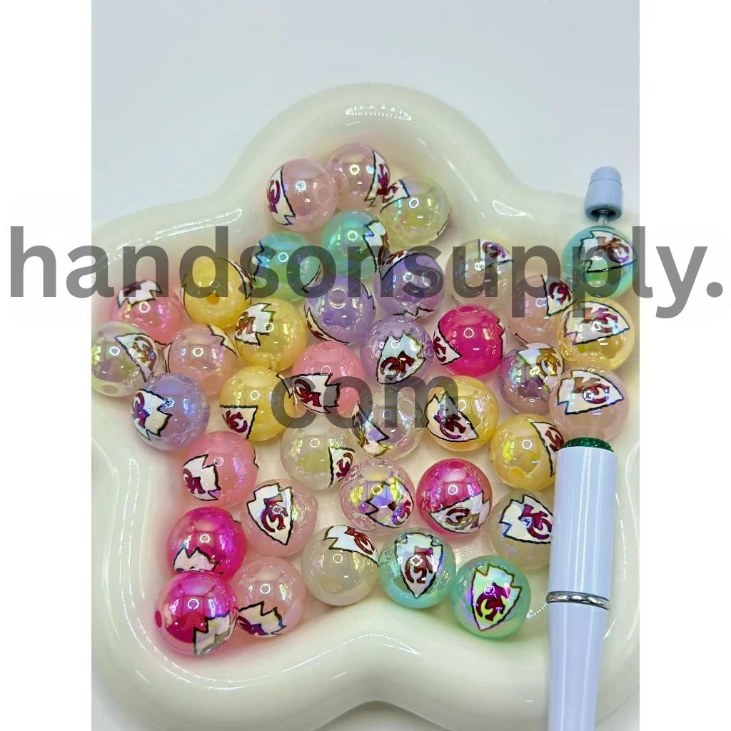 Round Jelly Color USA American Football Team Sports Acrylic Beads, 16MM