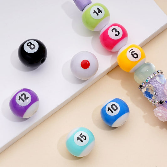 Round Billiards Acrylic Beads in Solid Colors, Random Mix, 16MM