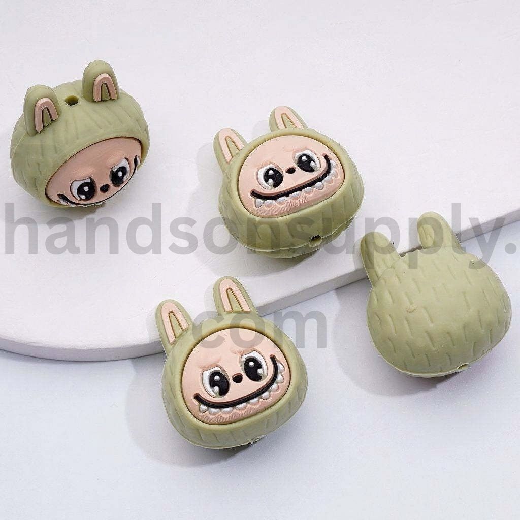 3D Cute Vivid Monster Doll Head Pop Mar Silicone Focal Beads