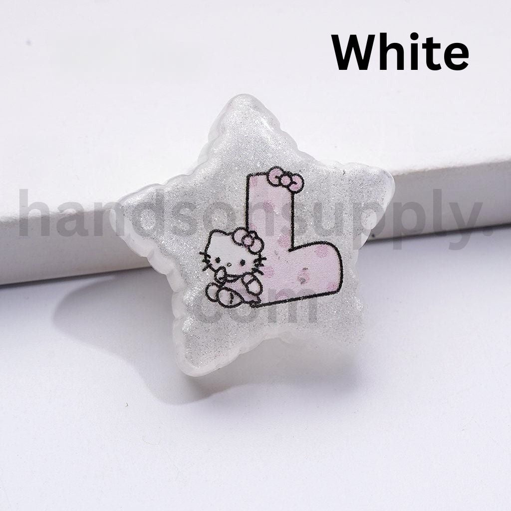 Glitter HK Kitten with Letters in Star Shape Colorful Acrylic Beads 24MM
