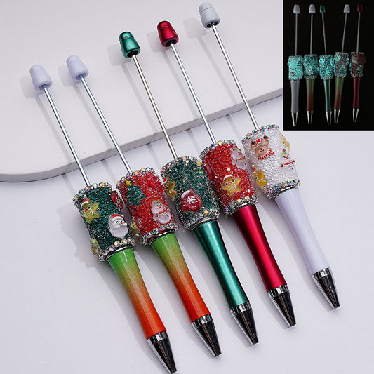 Clear Sugar Christmas Series Charms AB Rhinestones Beadable Pens