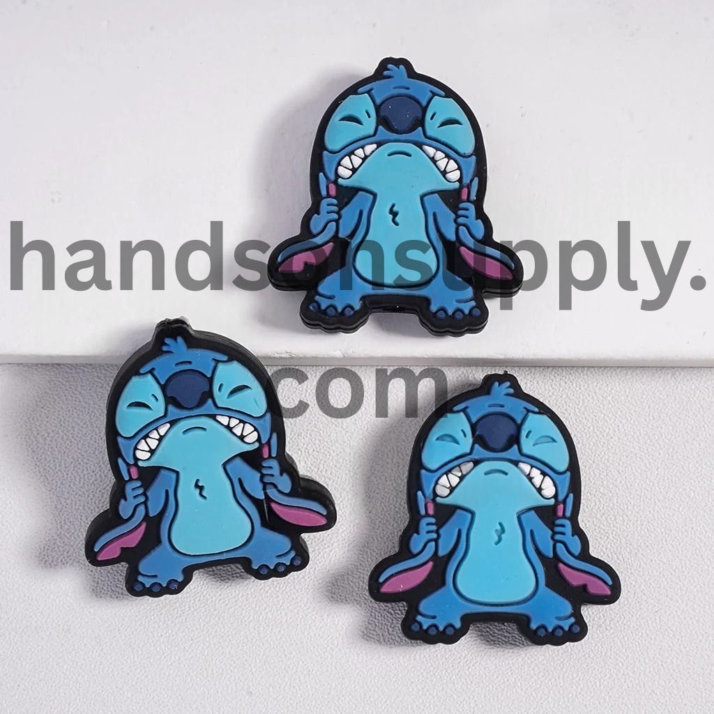 Lovely Blue Monster Character Series Silicone Focal Beads