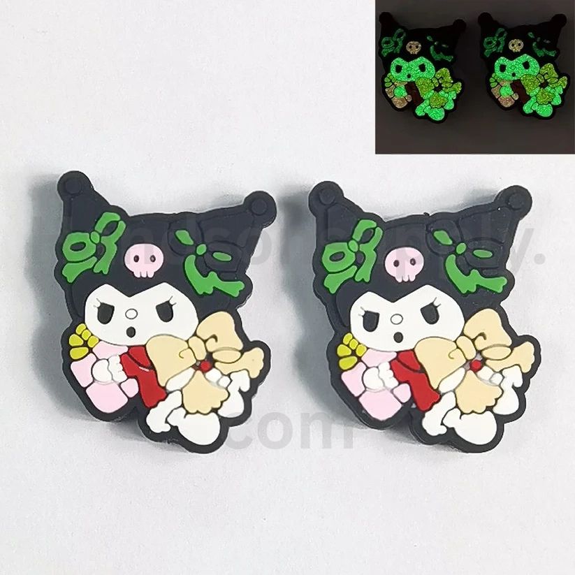 Cute Bowknot Christmas Luminous  Kurom Silicone Focal Beads