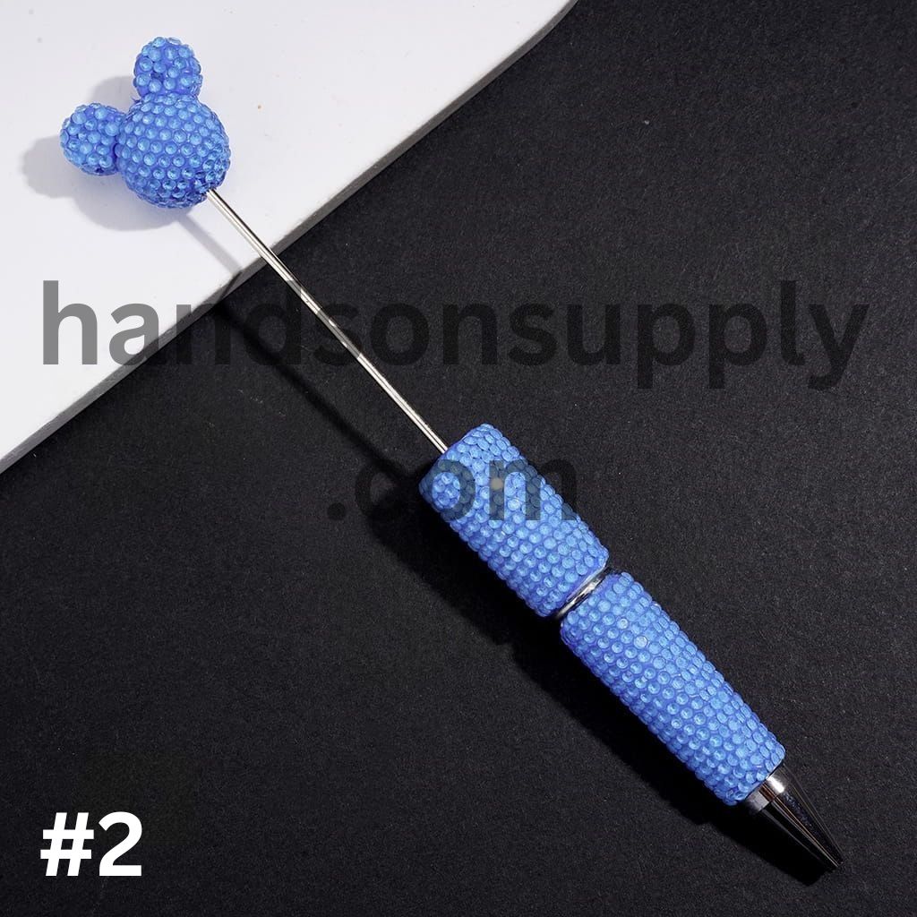 Vibrant Color Mouse Head Pen Topper with Sparkly Rhinestone Fluorescent Beadable Clay Pen (Please Read Description)