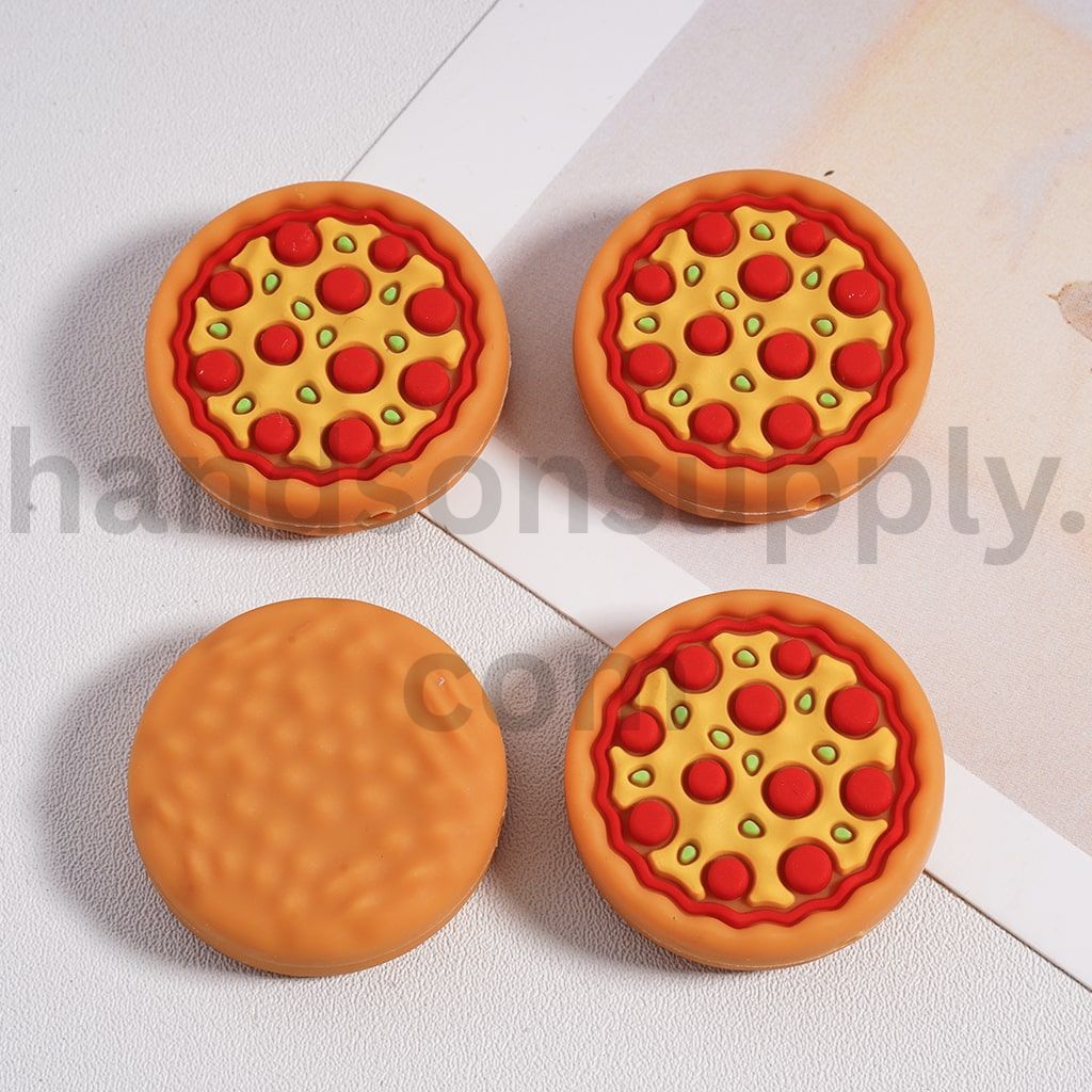 3D Fast Food Themes Hot Dog, Pizza, Coke, Cola Fun Food Charm Set Silicone Focal Beads