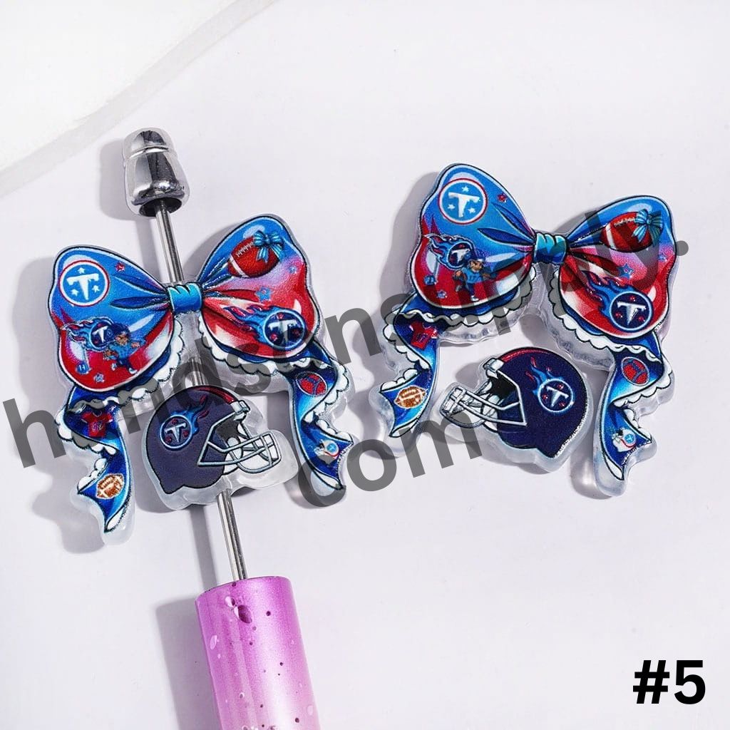 American Sports Football Team Bowtie, Bowknot & Helmet Collection Set Acrylic Beads, Random Mix