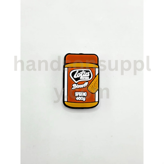 Biscoff Spread Jar Design with Cookie Label Silicone Focal Beads