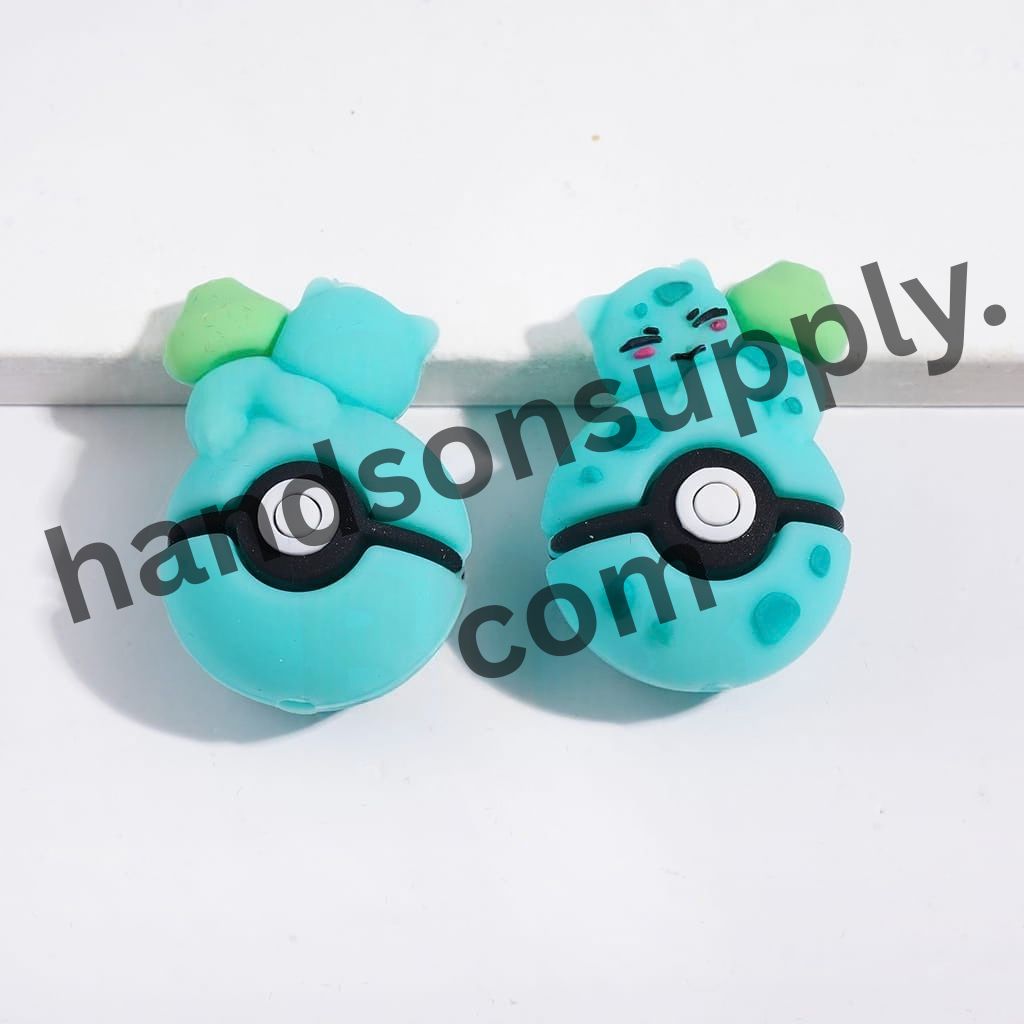 3D Mystical Spirit Cat Resting on Magic Ball Silicone Focal Beads, 20*30MM, Multi-Color