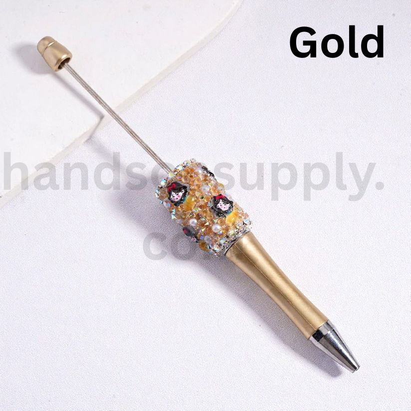 Disne Princess Snow Whit Mermai Luminous Beadable Clay Pen with AB Rhinestones, Chains, White Pearls, Cone Shape
