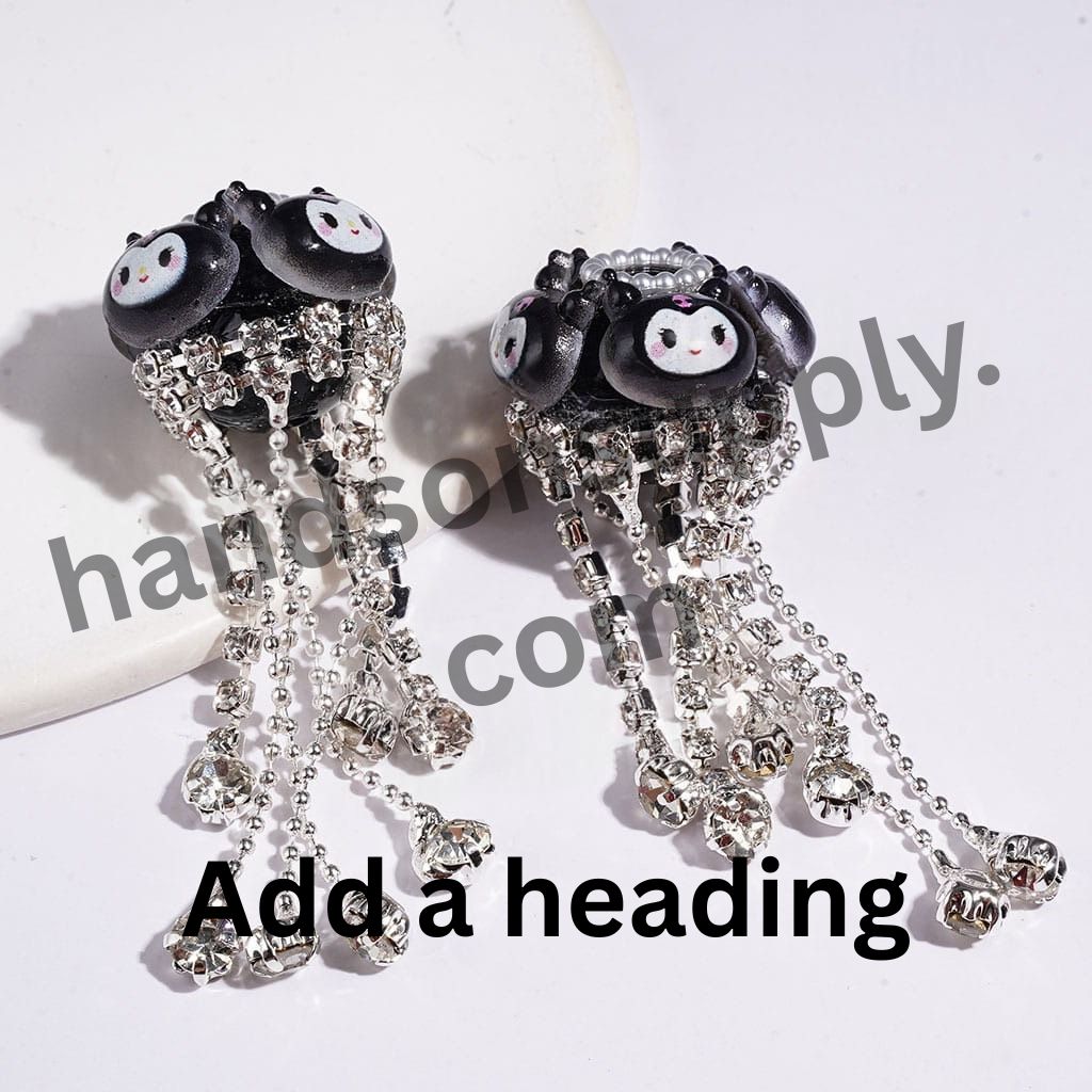 Adorable Character Decorations, Clear Rhinestone Tassel Chains & White Pearl Loop, Handcrafted Acrylic Beads, Random Mix