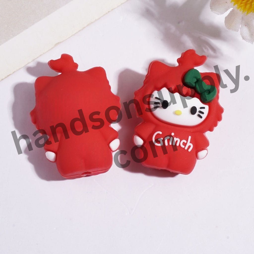 3D Adorable Cat Character in Multi-Color Bowtie and Outfit Silicone Focal Beads, 20*28MM