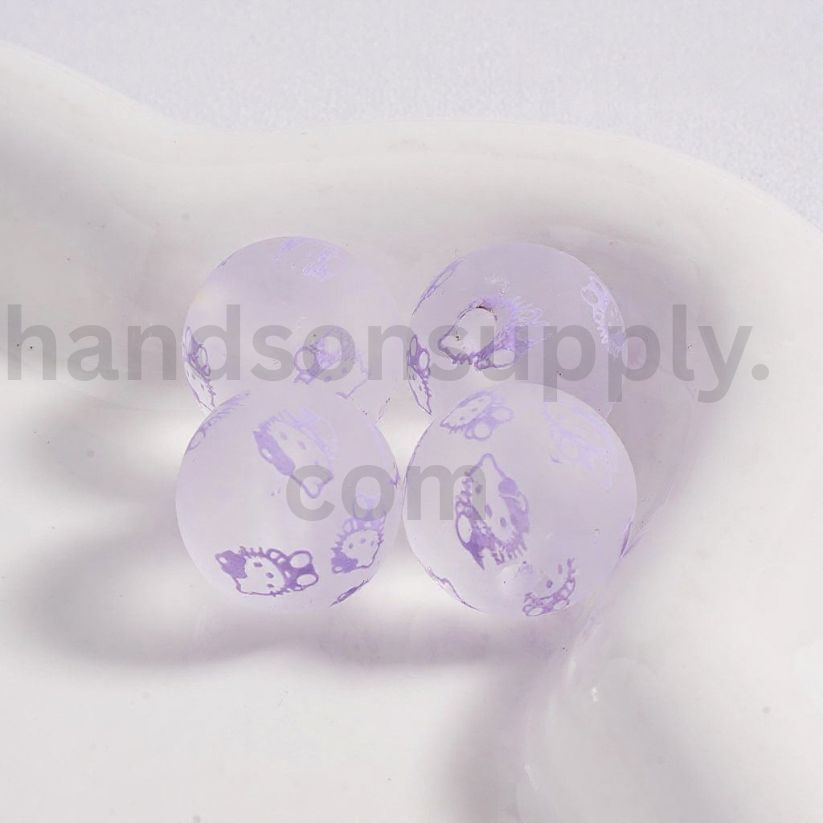 Luminous Frosted Matte Cute Cat Multi-Color Printed Acrylic Beads 16MM (Single Color is available for 200pcs(Whole Bag) Only)
