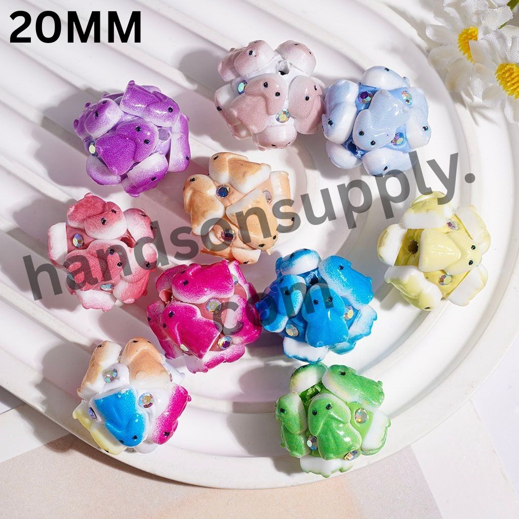 Dashing Man-Themed with Sparkling AB Rhinestones Clay Beads, 20MM, Multi-Color Random Mix