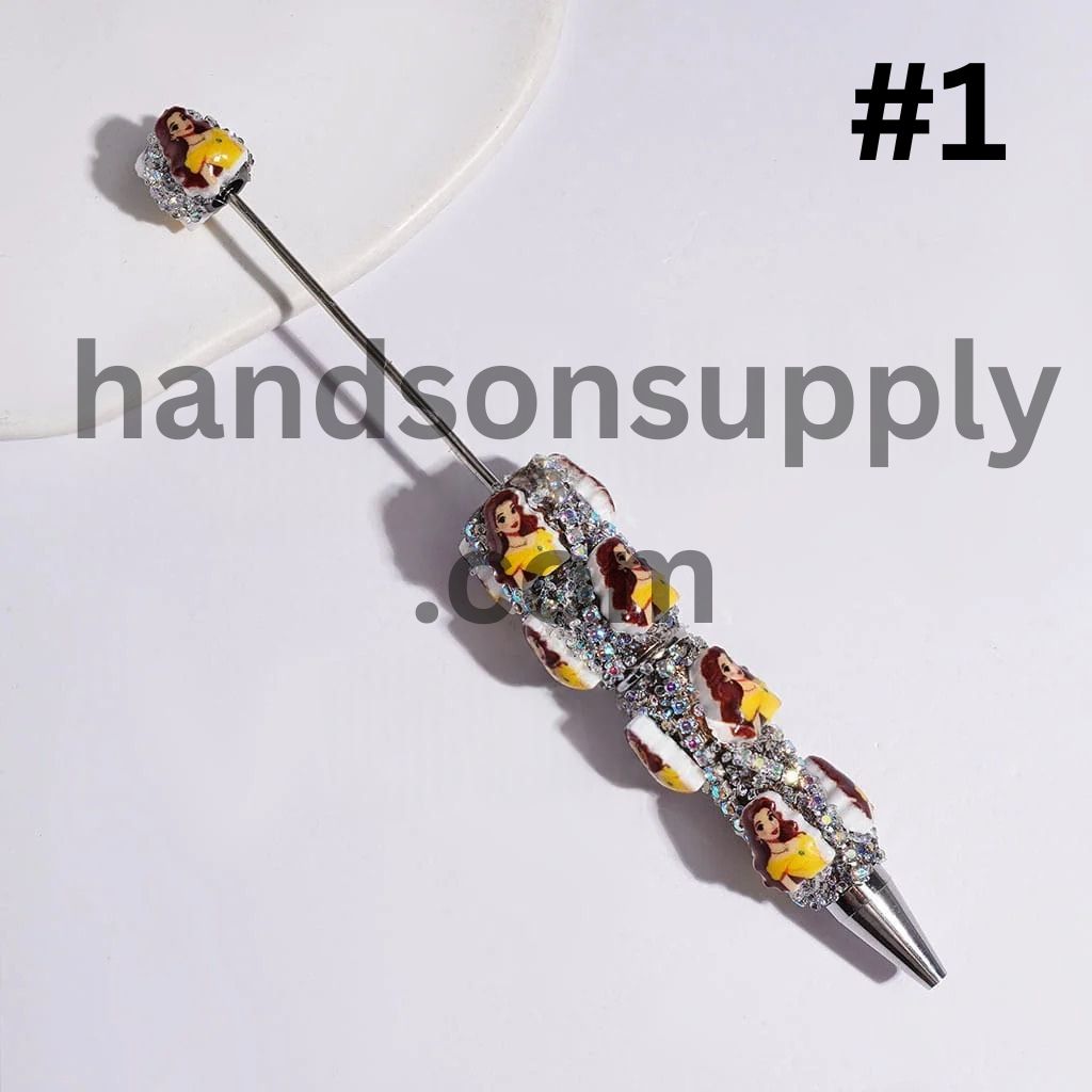 Classic Animated Princess Character series with Sparkling AB Rhinestone Chains & Clear Cone Rhinestones Accents Beadable Sugar Pens