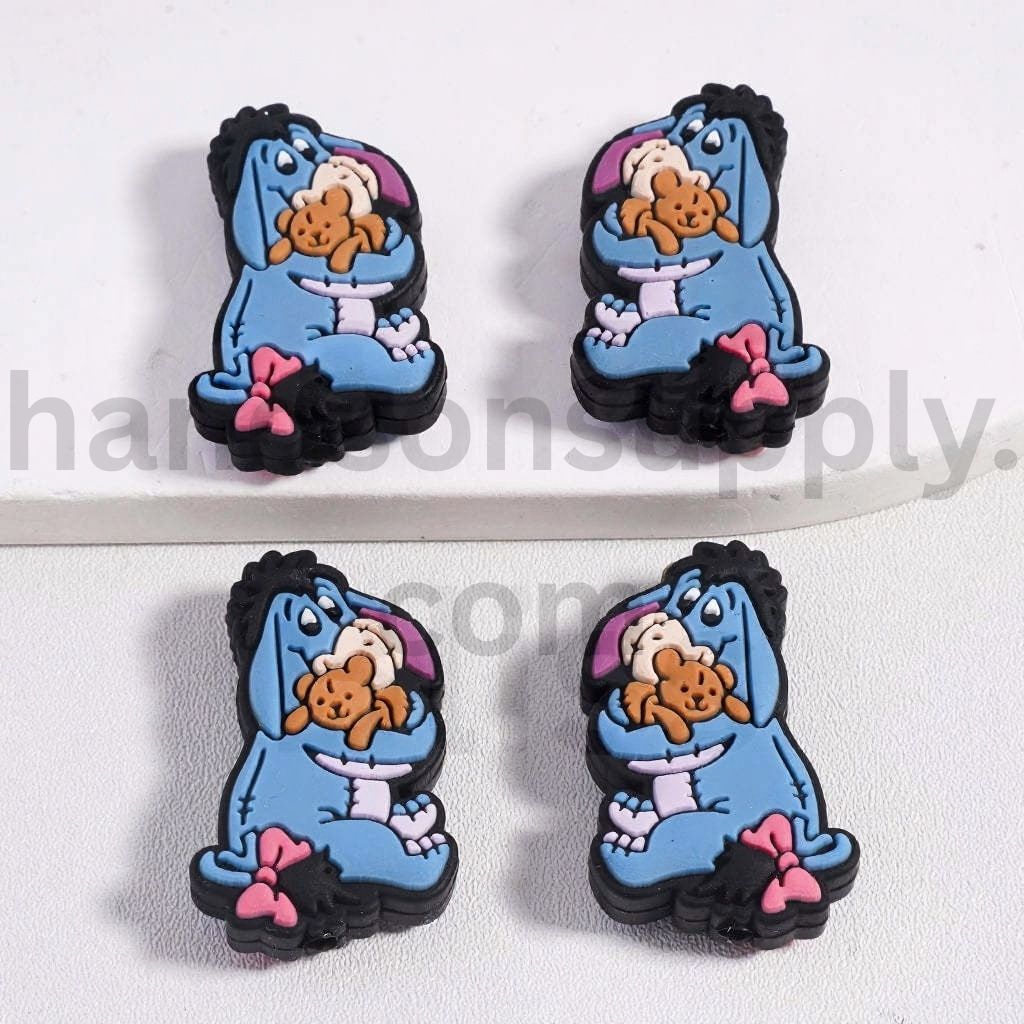 Cute Blue Stitch Eeyore Holding Teddy Bear Winnie the Pooh Silicone Focal Beads