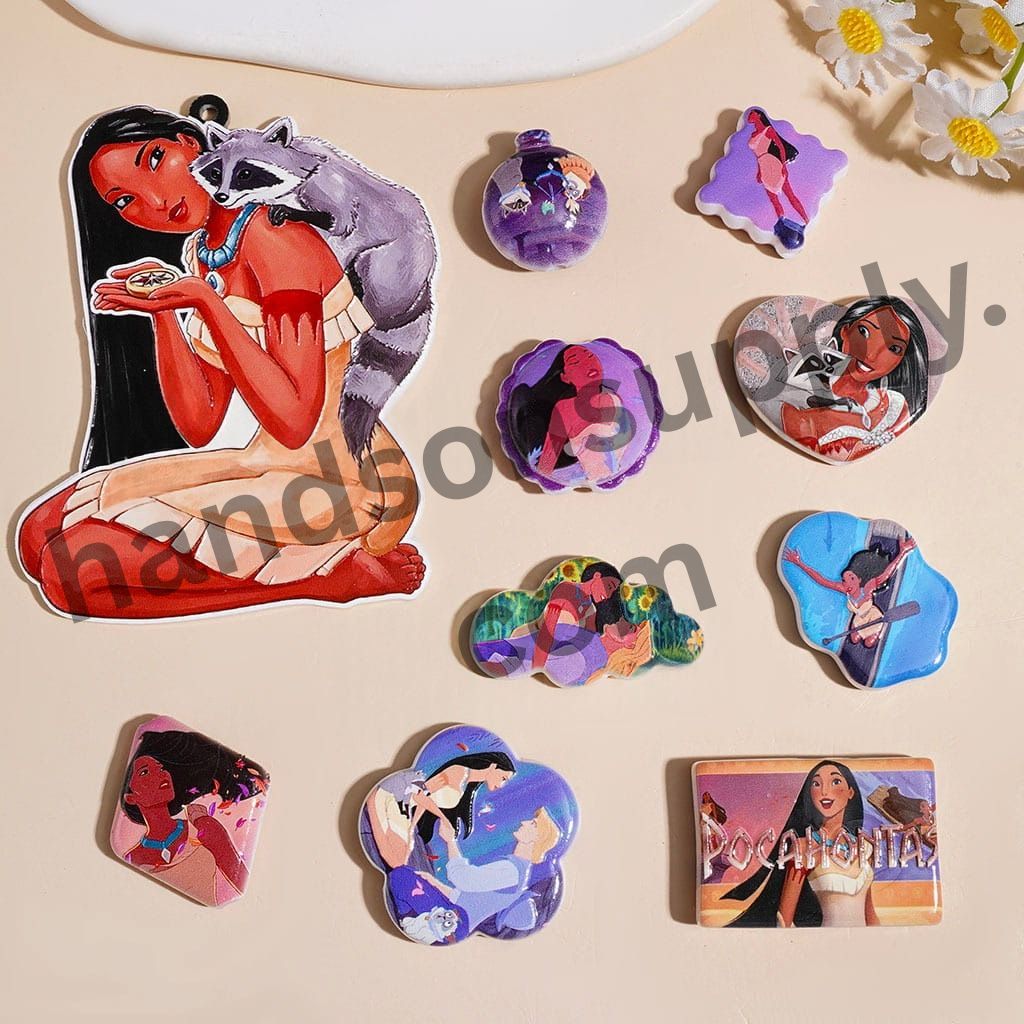 Indian Native Princess Character Series Colorful Acrylic Beads, Random Mix