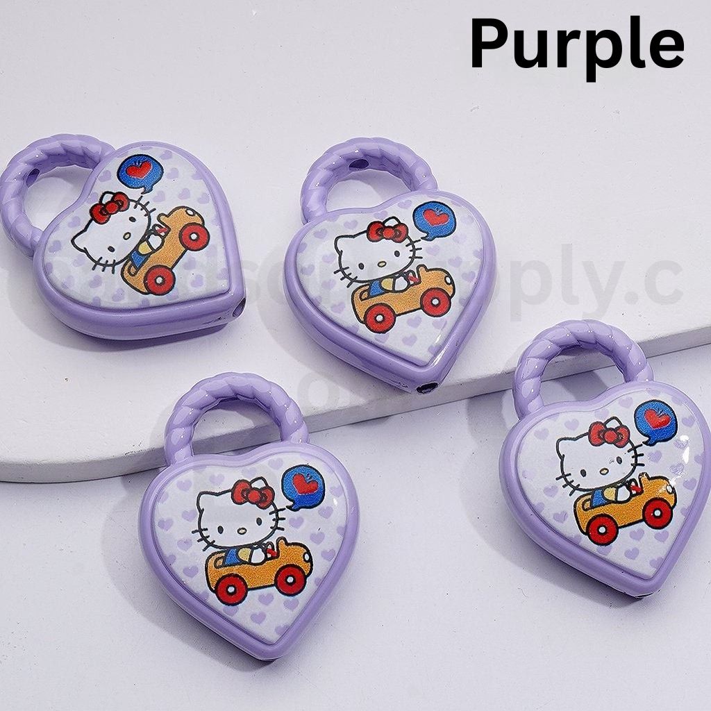 Cute Heart Shape Hand Bag Cute Cat Character Topic Acrylic Beads, 39*30MM
