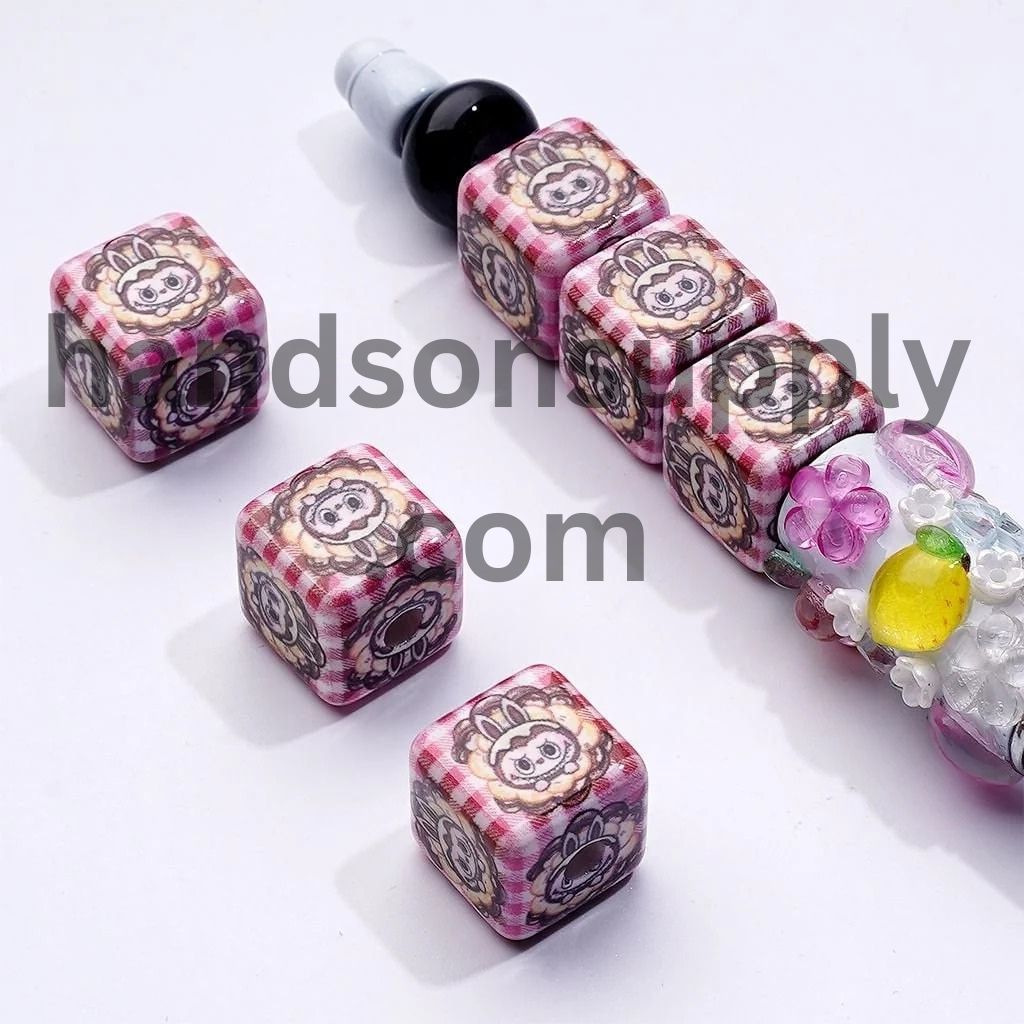 Cute Cube Square Magical Friend Toy Monster Doll Acrylic Beads, Around 15MM