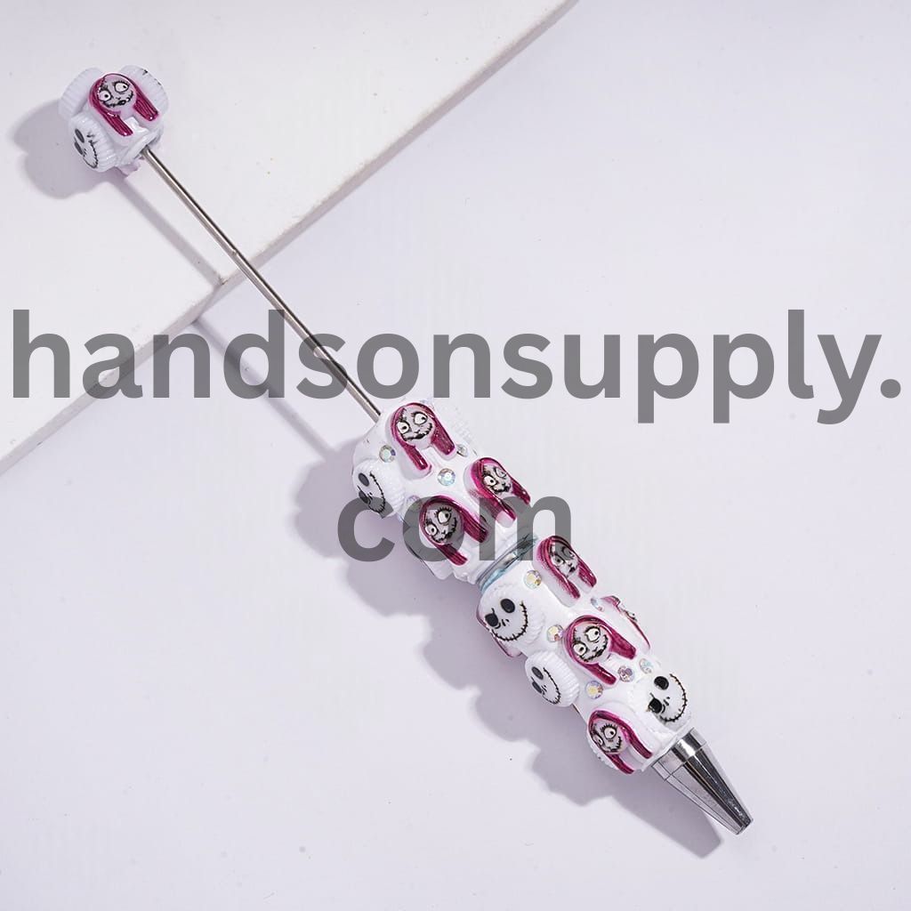 Halloween Skeleton Couple Character Design & AB Rhinestones Beadable Clay Pens