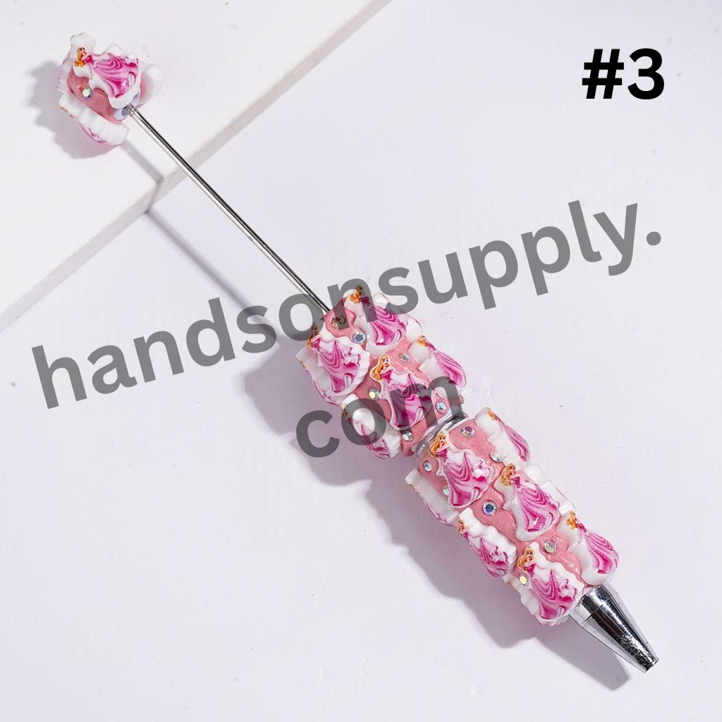 Cute Disney Classic Animation Pretty Princess Character Series with AB Rhinestones, Beadable Clay Pens, Assorted Designs, Random Mix