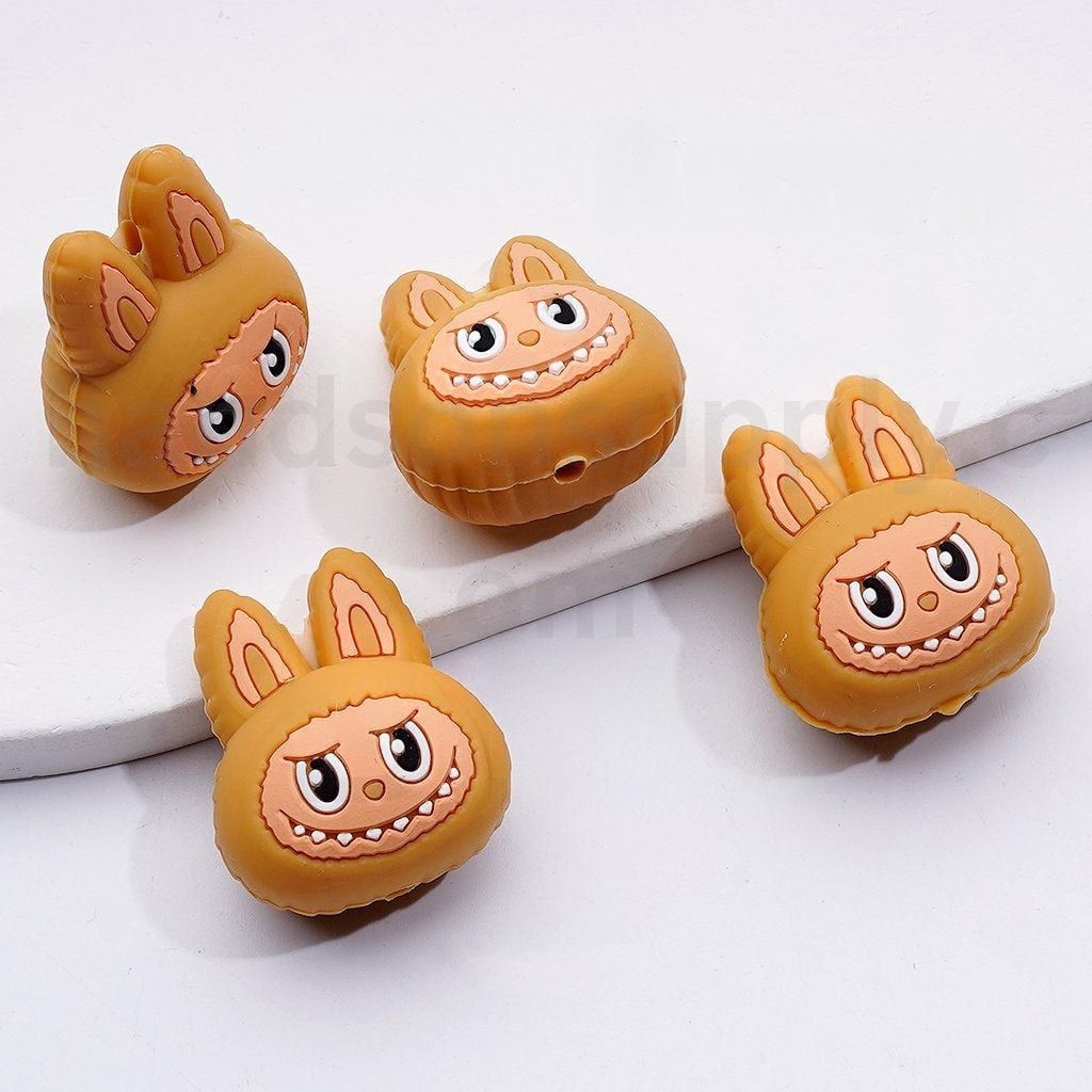 3D featuring Cute Multi Color Labub Monster Head Po Mar Design Silicone Focal Beads