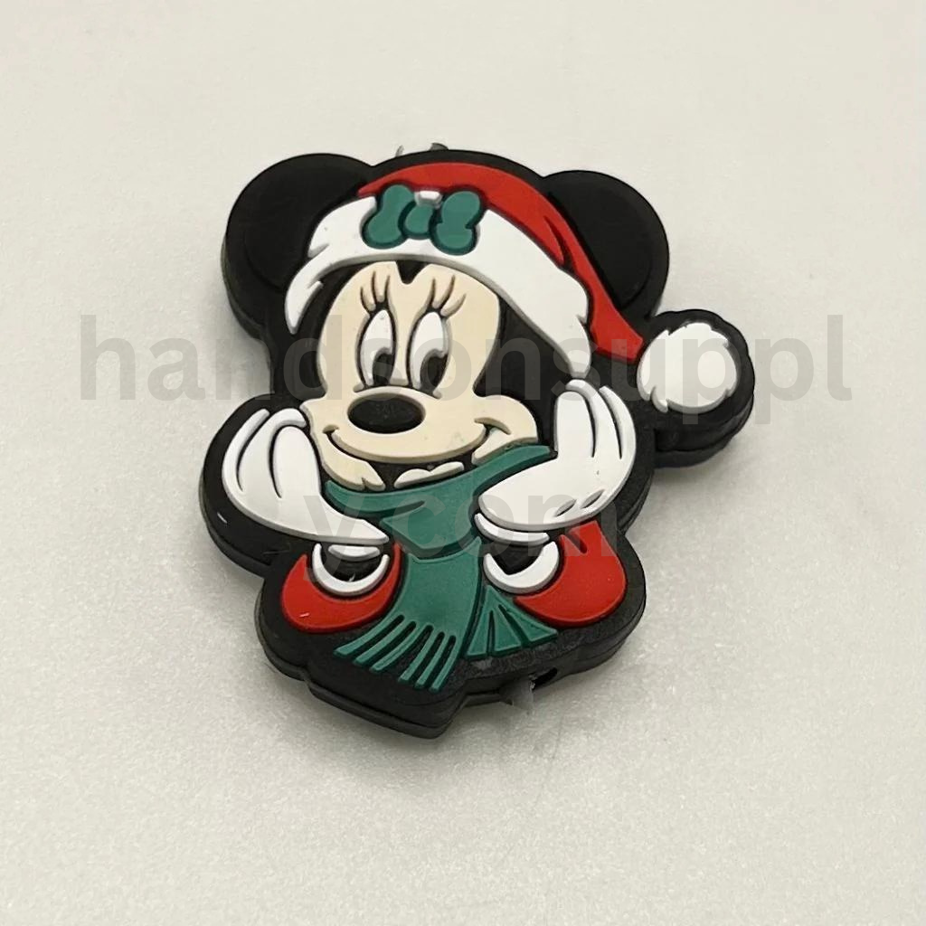 Holiday Mouse in Santa Outfit with Winter Theme Silicone Focal Beads
