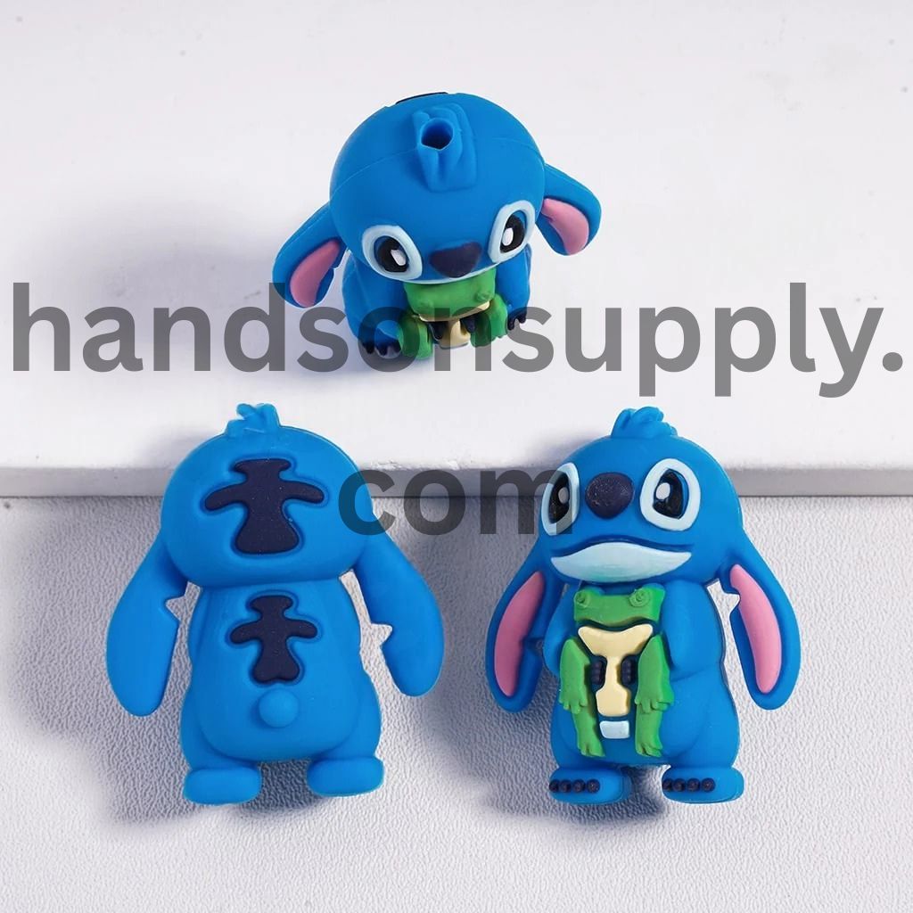 3D Cute Blue Monster Character Series Silicone Focal Beads