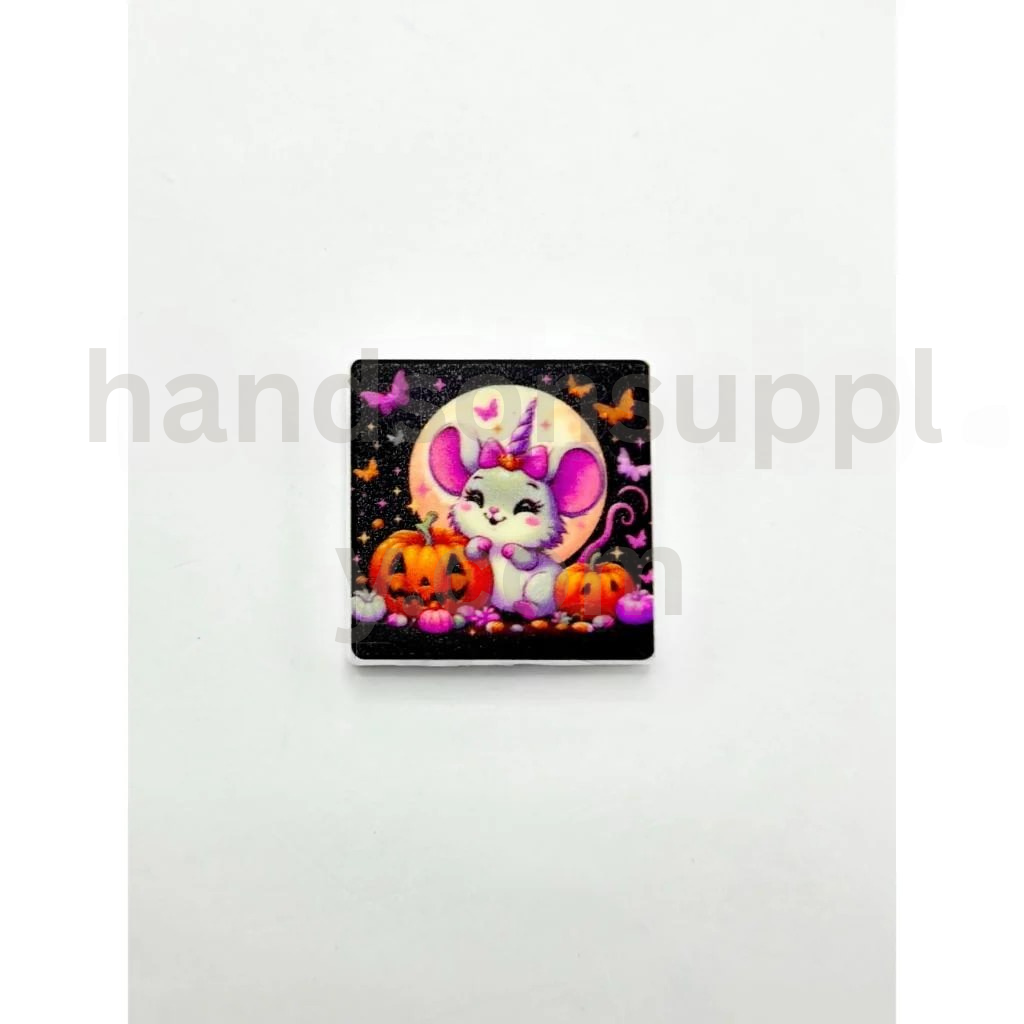 Halloween Mouse and Pumpkin Theme Little Rat Character Design Silicone Focal Beads