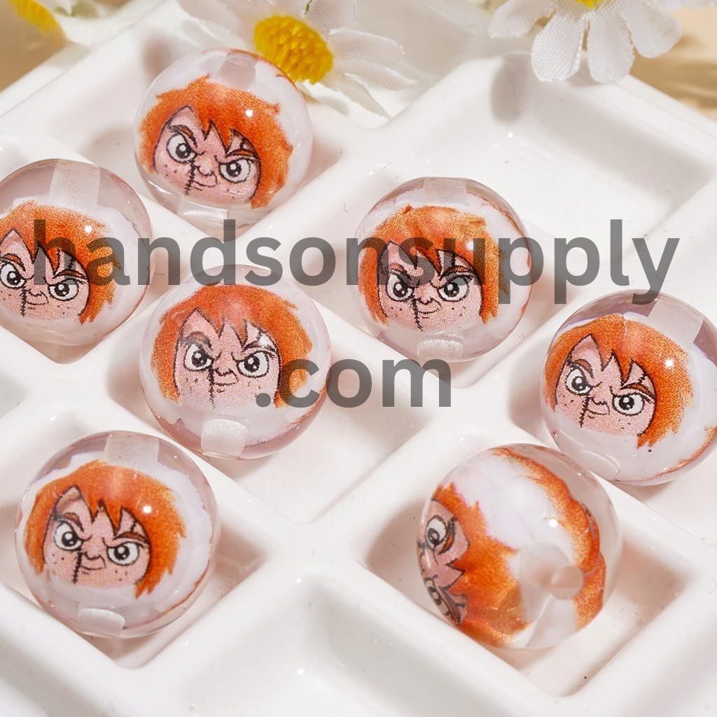 Spooky Horror Character Series Embedded Inside Transparent Round Acrylic Beads 16MM Random Mix