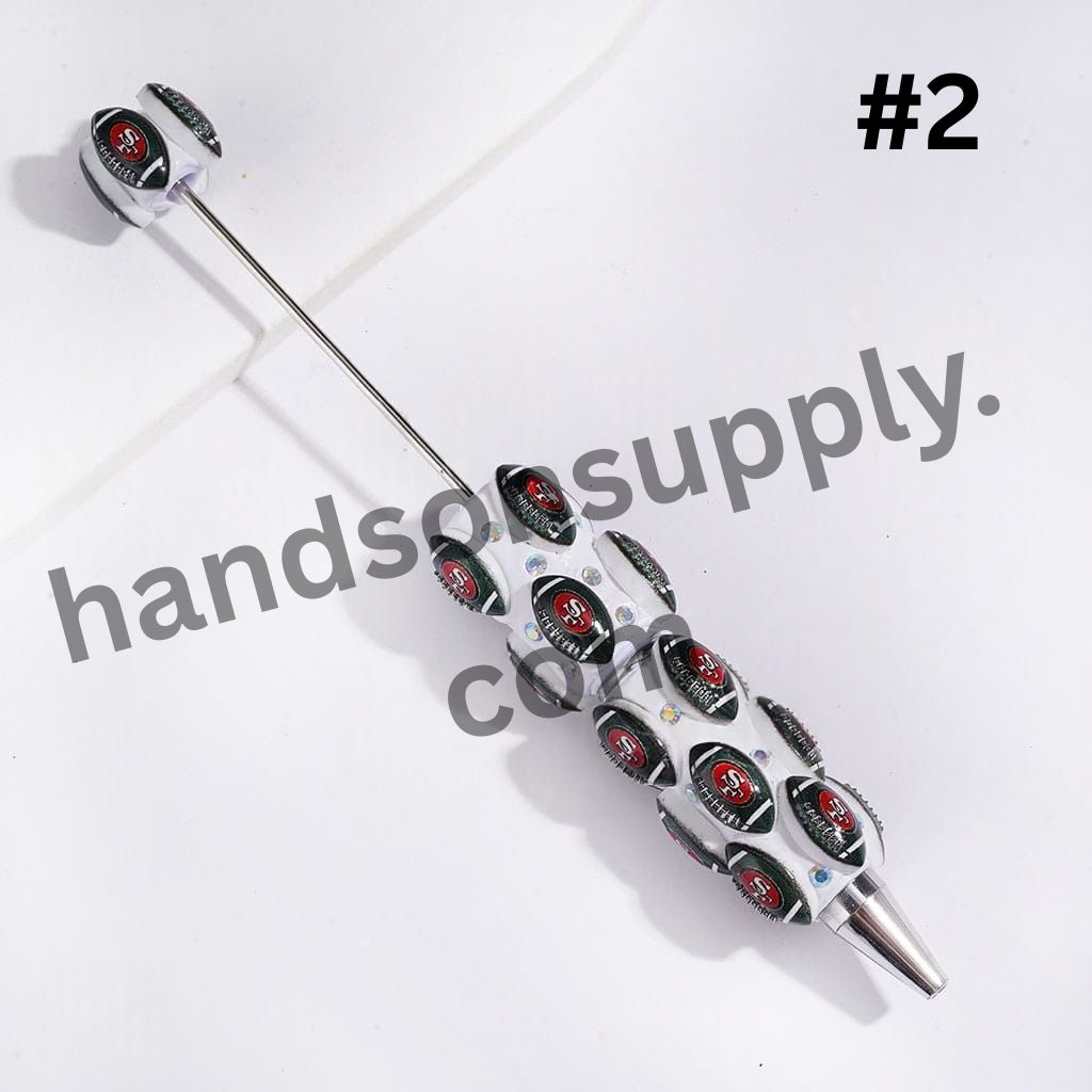 American Football Theme Beadable Clay Pen with AB Rhinestones, None Color, Random Mix