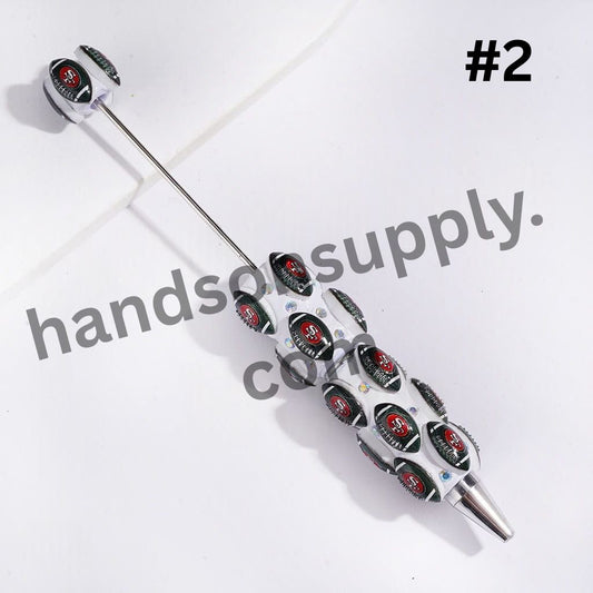 American Football Theme Beadable Clay Pen with AB Rhinestones, None Color, Random Mix