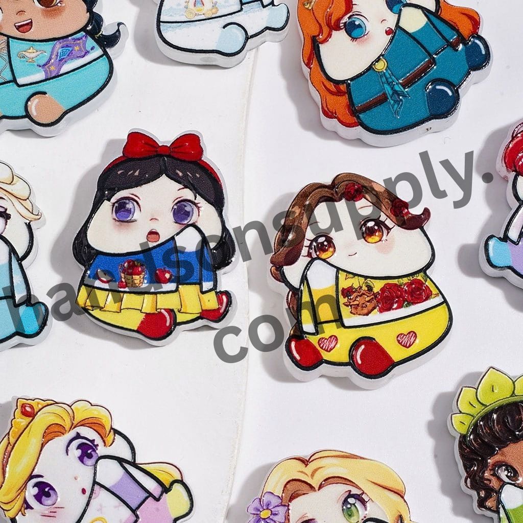 Adorable Fairytale Princess Cartoon Character Series in Man Exclusive Theme Acrylic Beads, Random Mix