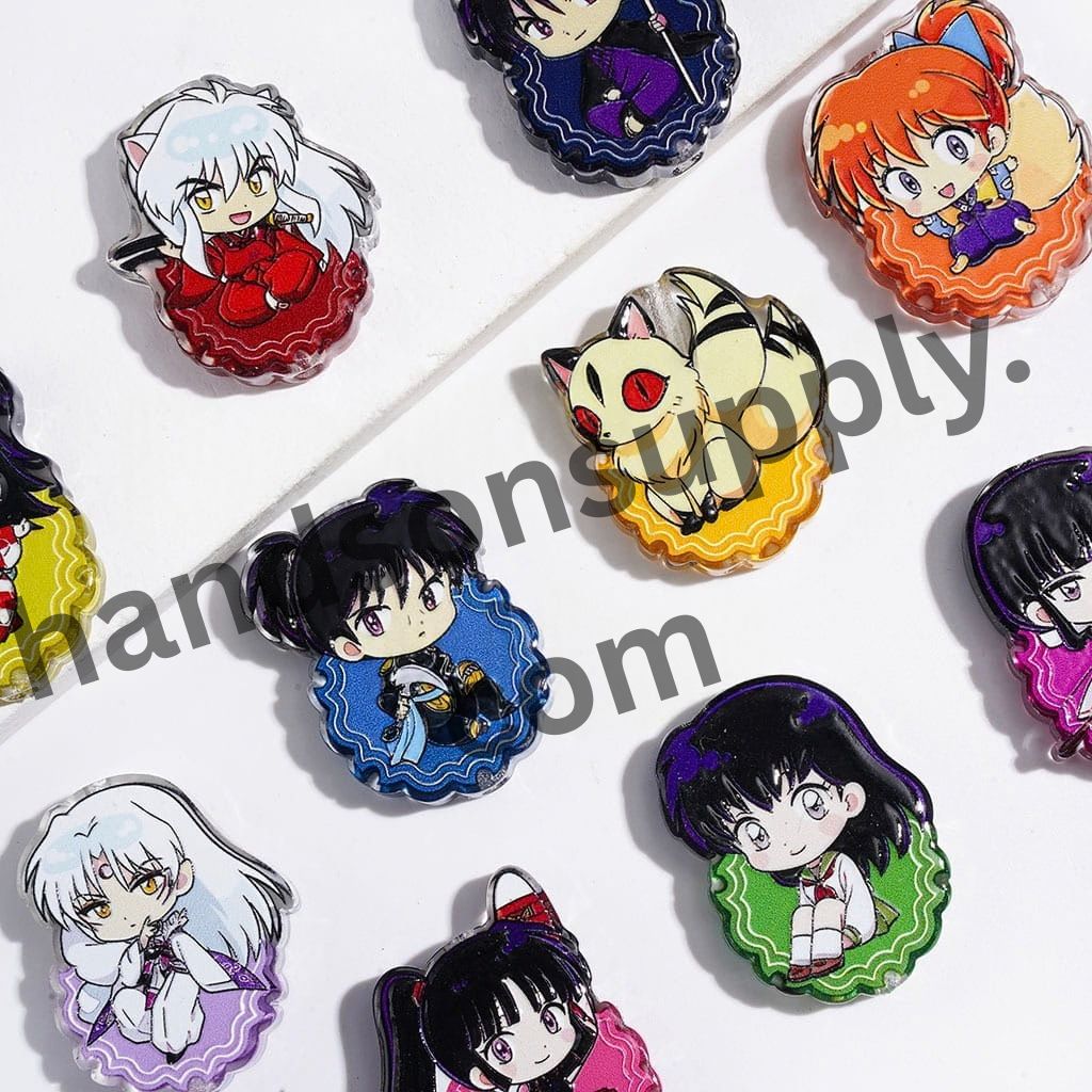 Adorable Japanese Cartoon Character Series Semi-Clear Acrylic Beads, Random Mix