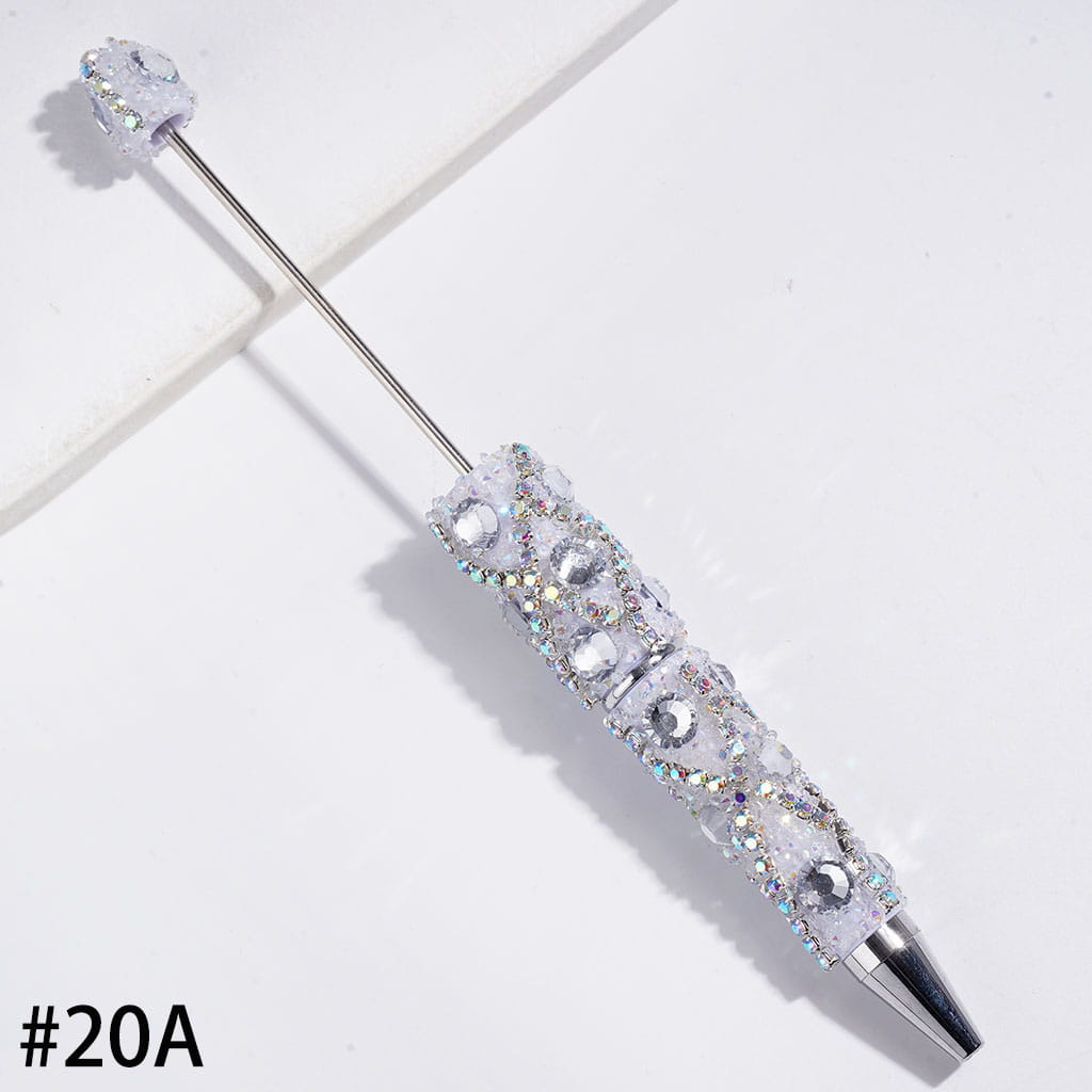 Handmade Beadable Sugar Pens with Multicolor Flat Back Rhinestones, "X" Shaped AB Rhinestone Chains & Clear Cone Shaped Rhinestones Covered the Entire Pens