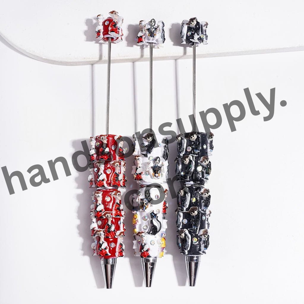 Spooky Ghost Mother and Girl Character Series with Sparkling AB Rhinestone Beadable Clay Pen