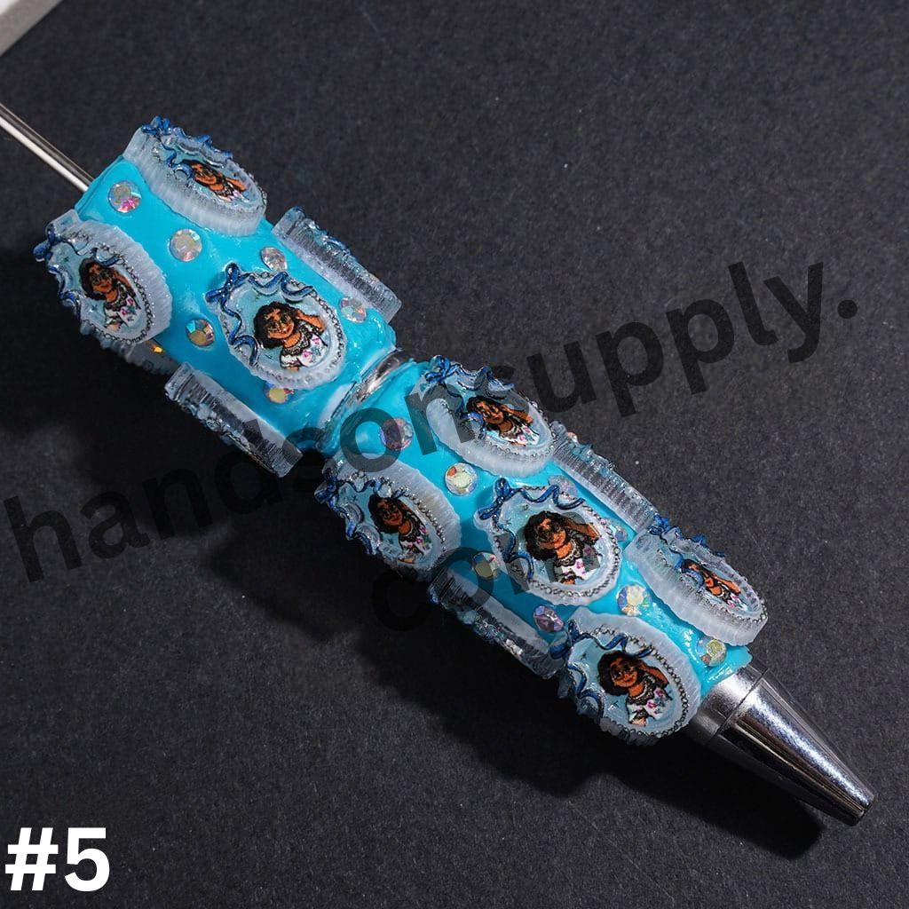 Classic Princess Character Series with Oval Mirror, Bowtie and Sparkling AB Rhinestones Beadable Clay Pens