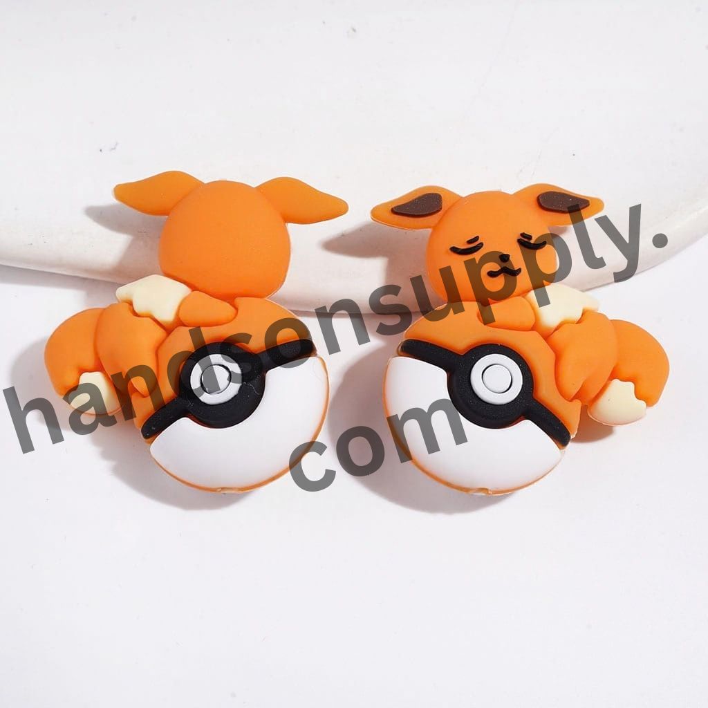 3D Cute Elf Character Resting on Magic Ball Silicone Focal Beads, 31*33MM, Multi-Color