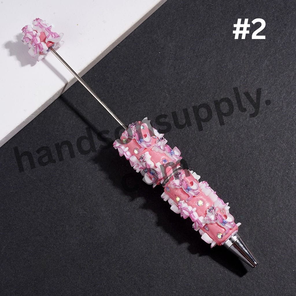 Pink Leopard Series Beadable Clay Pens with AB Rhinestone