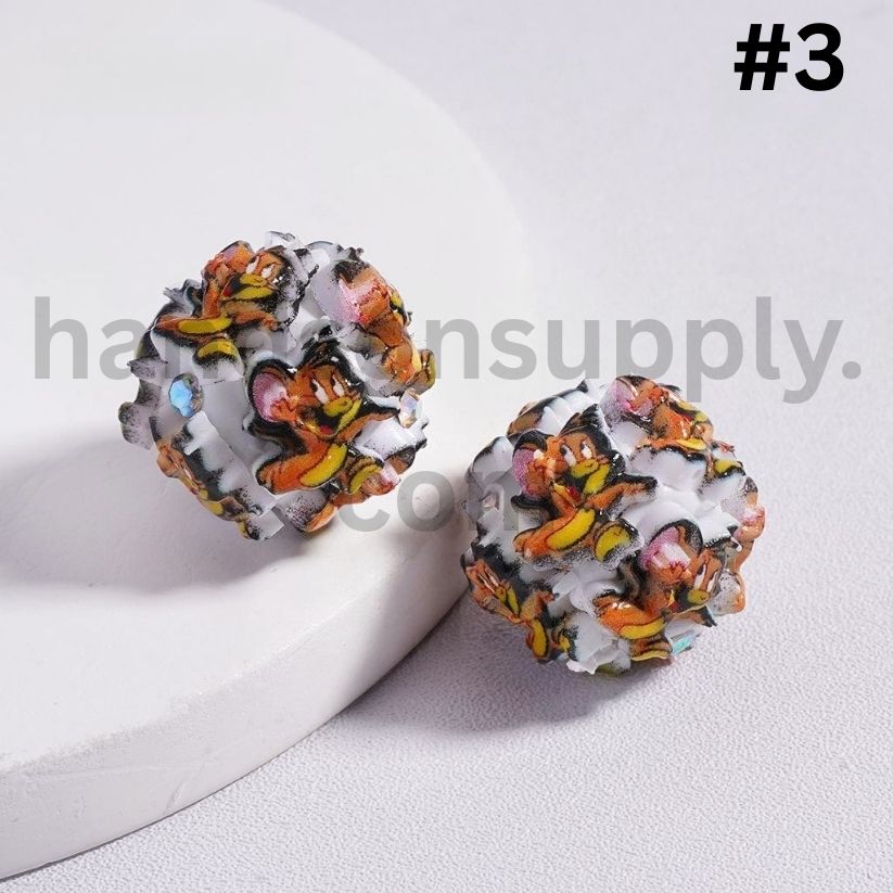 Tom & Jerry Cat & Mouse Character Mix Clay Beads with AB Rhinestones 20mm