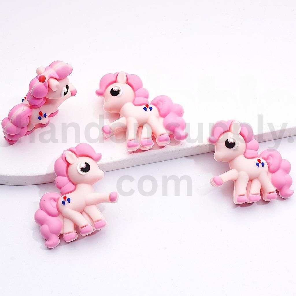 3D My Little Pony Silicone Focal Beads Twilight, Rainbow, Pinkie, Rarity Assorted Styles