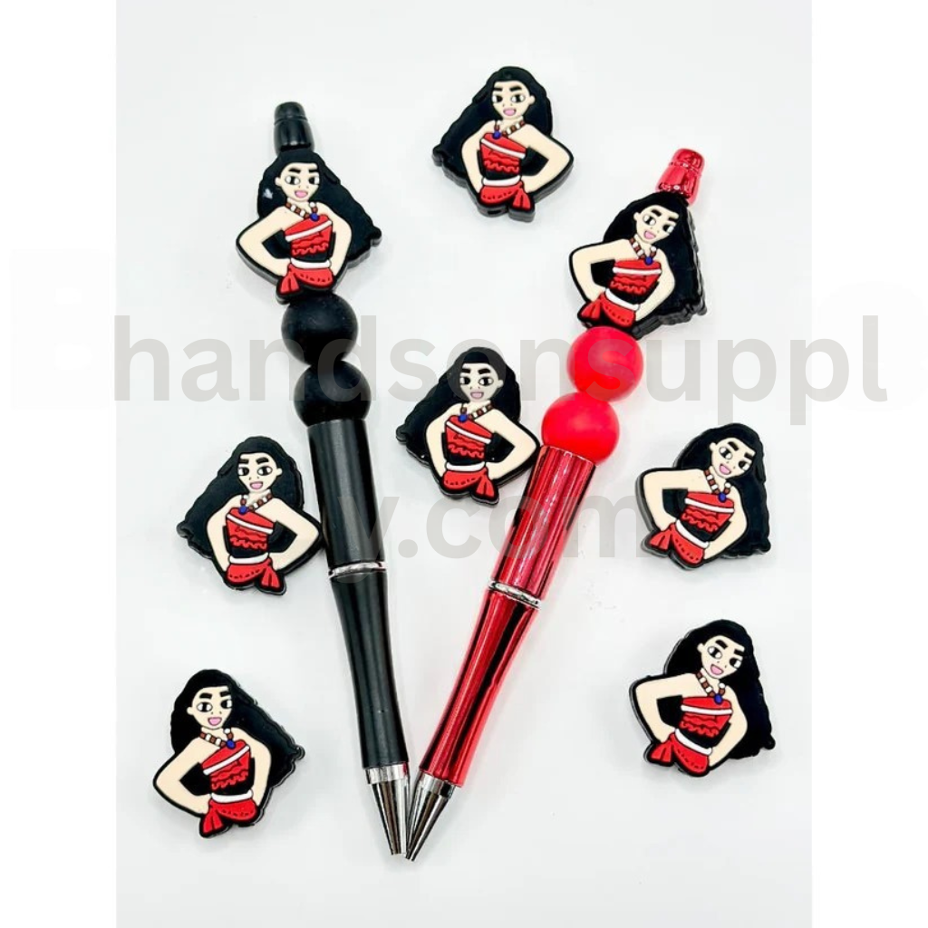 Woman with Black Hair Moan Cartoon  Beautiful Girl Silicone Focal Beads