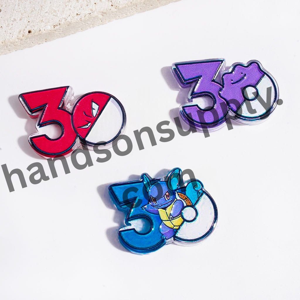 Colorful Small Monster Characters in 30th Anniversary Celebration Series Designs Acrylic Beads, Multicolor, Random Mix