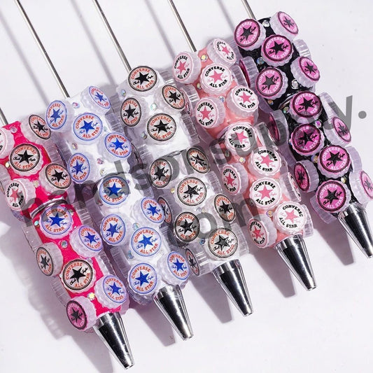 Elegant Fashionable Shoes Designs with Sparkling AB Rhinestones Beadable Clay Pens, Multi-Color, Random Mix